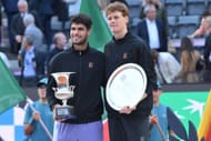 Carlos Alcaraz and Jannik Sinner after their Italian Open 2025 final- Source: Getty