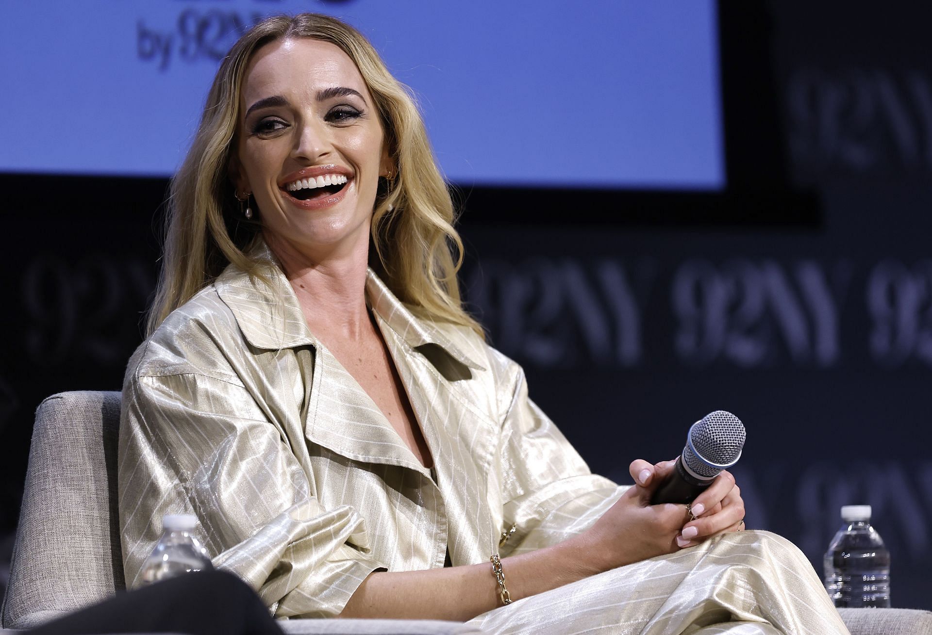Brianne Howey speaks during Netflix&#039;s Ginny &amp; Georgia season 3 advance screening  (Photo by John Lamparski/Getty Images)