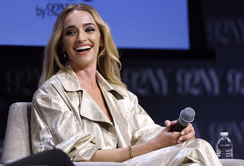 Brianne Howey speaks during Netflix's Ginny & Georgia season 3 advance screening  (Photo by John Lamparski/Getty Images)