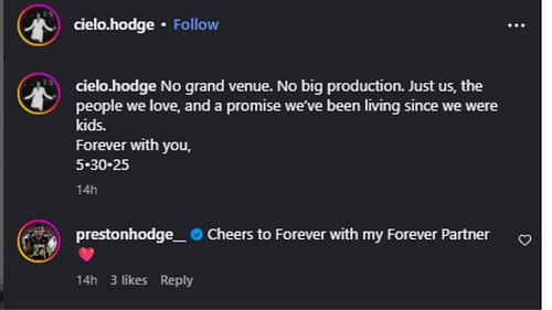 Preston Hodge's comment