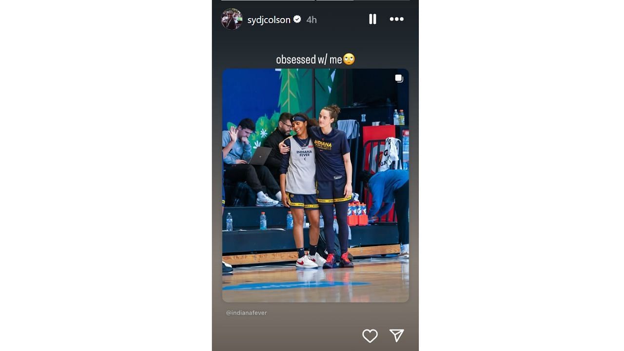 Sydney Colson trolling Caitlin Clark on Instagram. [photo: @sydjcolson/Ig]