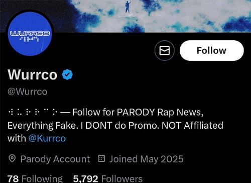 Screengrab of the account's X bio (Photo via X/@Wurrco)
