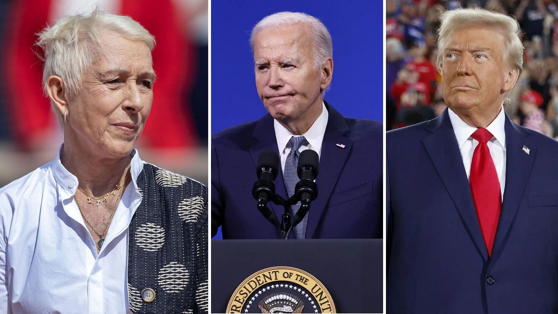 From L-R: Martina Navratilova, Joe Biden and Donald Trump. (Photos: Getty)