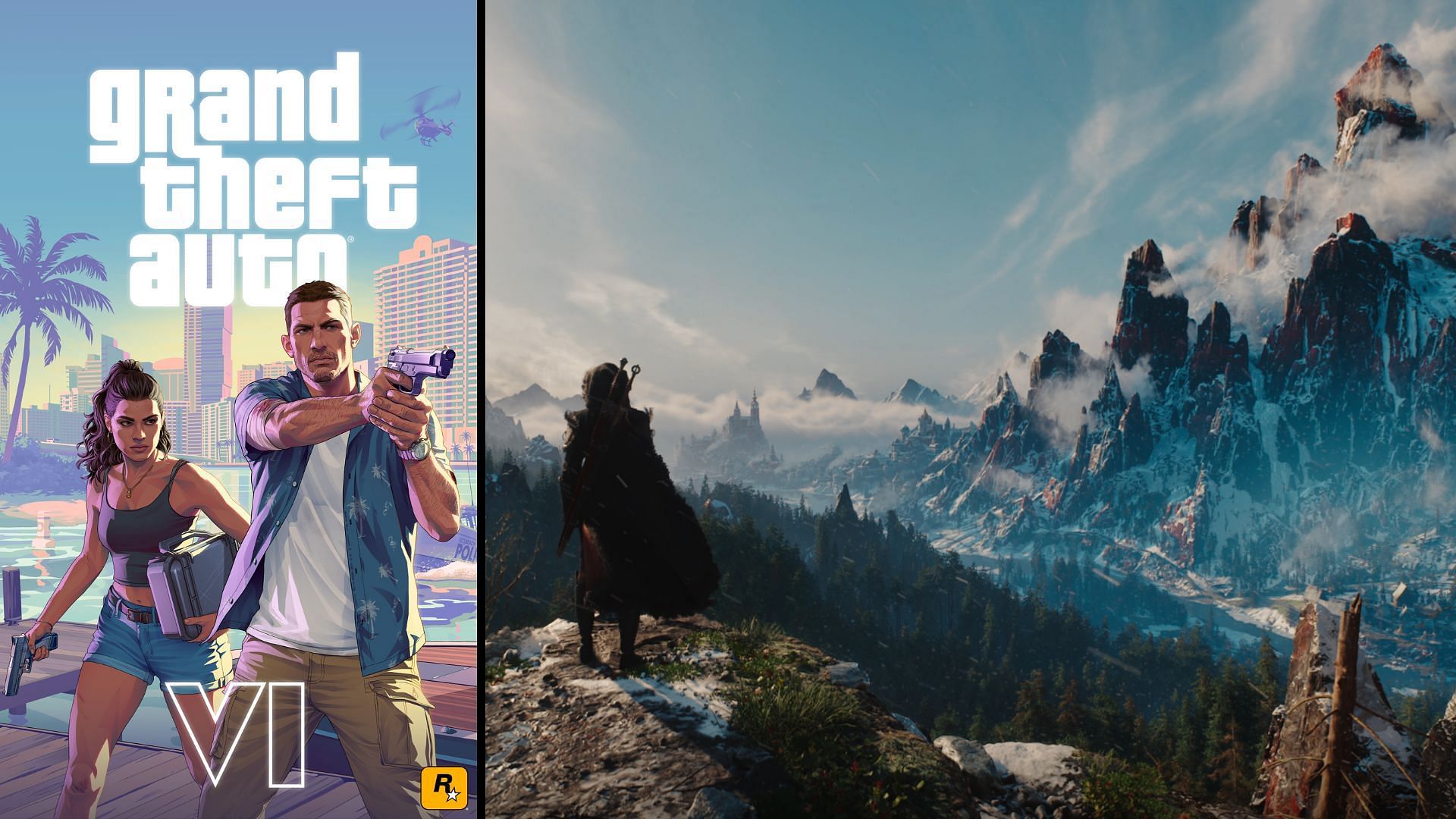 Some fans are hoping to see GTA 6 run on 60 fps on PS5 after The Witcher 4 tech demo (Images via Rockstar Games || CD Projekt Red)