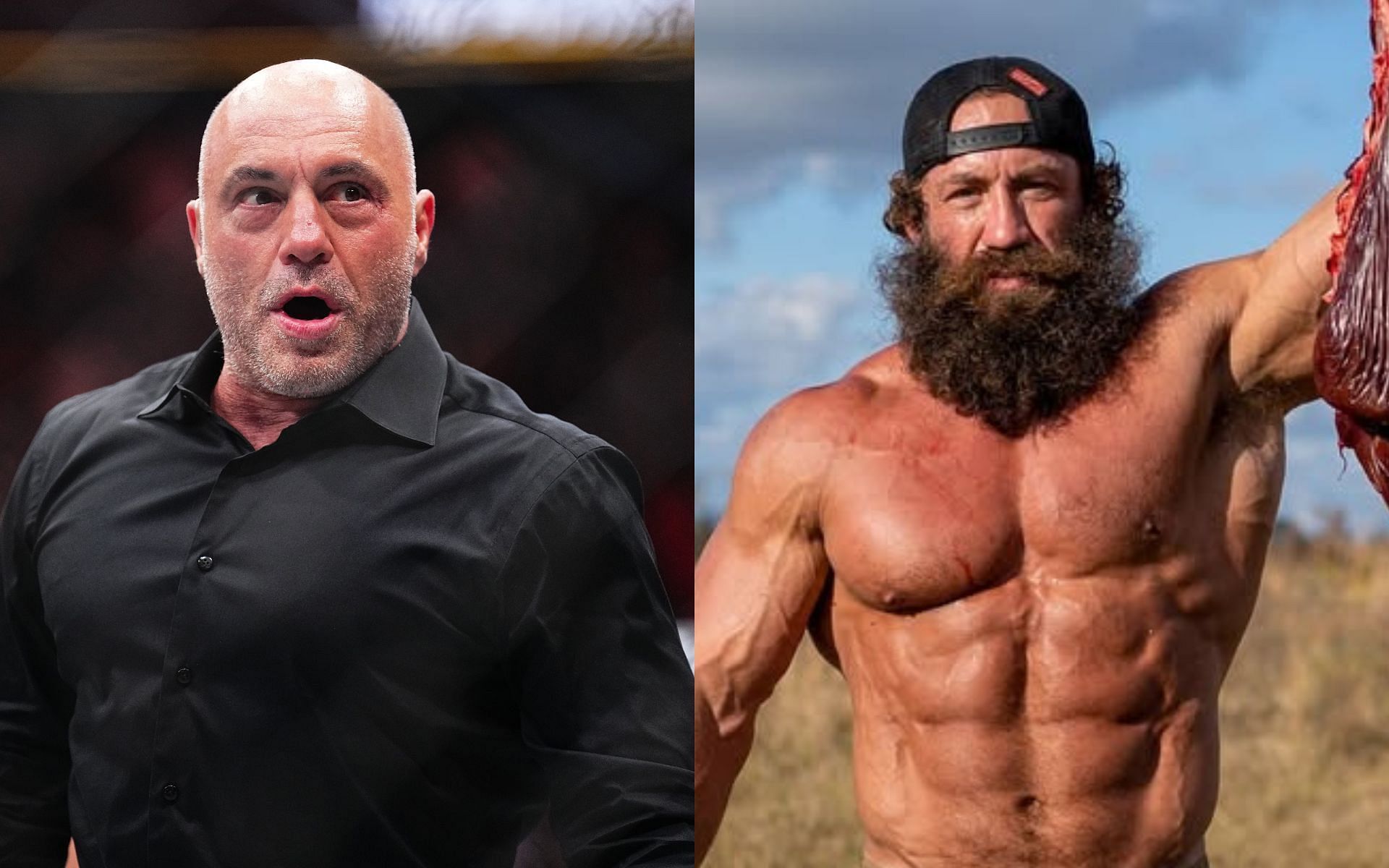 Bizarre feud with Joe Rogan (left) lands Liver King (right) in custody [Images courtesy: @liverking on Instagram and Getty Images]