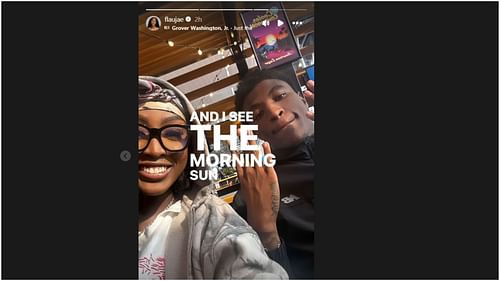 Flau'jae Johnson smile ear-to-ear in her latest selfie with BF Chris Hilton Jr. on IG. Credit: IG/@flaujae