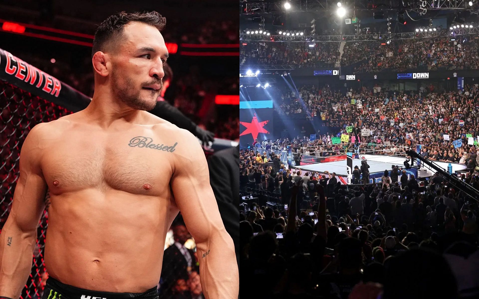 Michael Chandler [Left] drops hint that he could possibly transition to WWE [Right] and names dream opponent [Image courtesy: Getty Images]