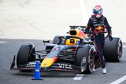 Max Verstappen races against multiple different types of motorsports vehicles during Red Bull’s new launch