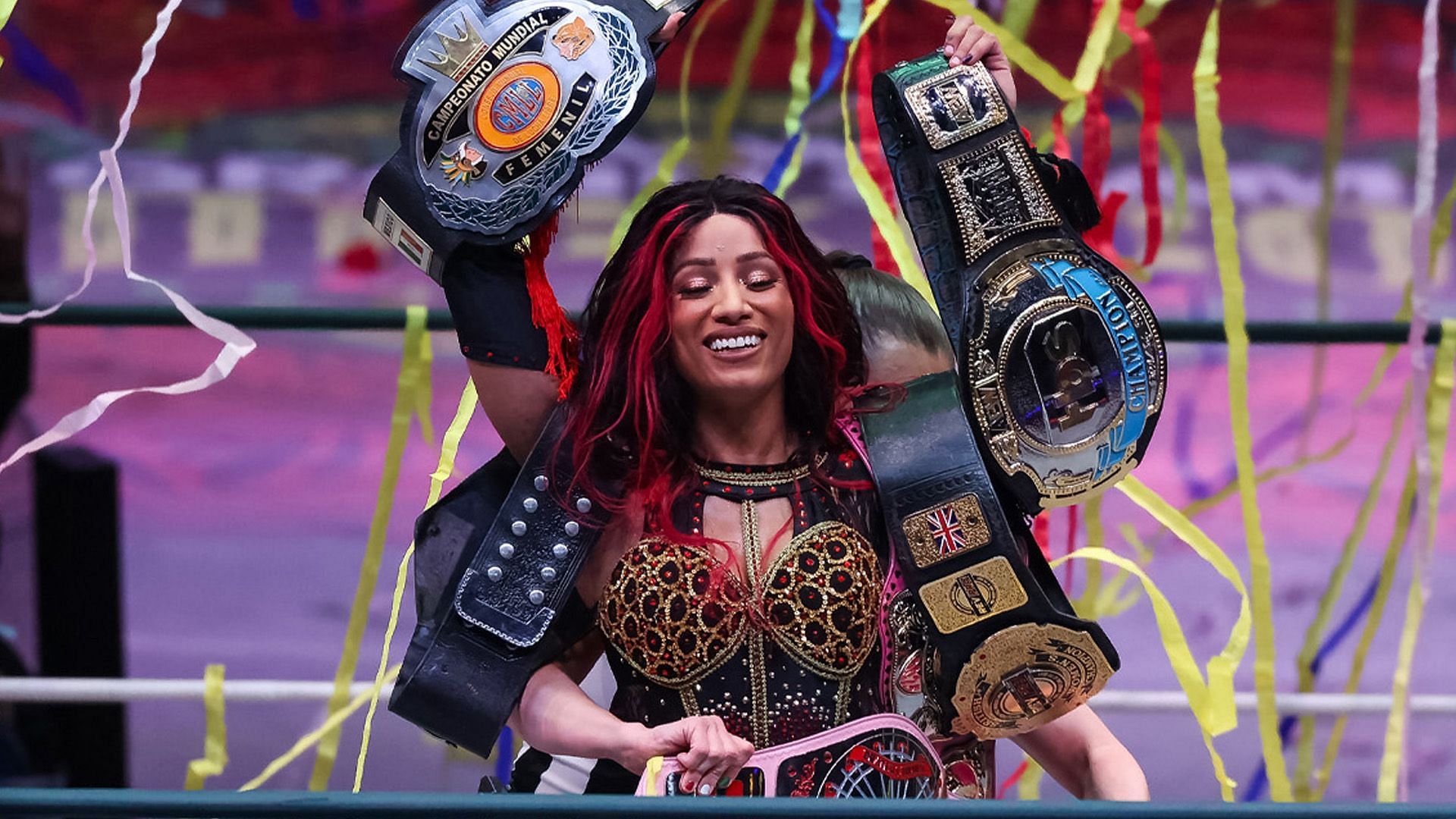 Mone celebrates her win at Grand Slam Mexico [Image credit: AEW