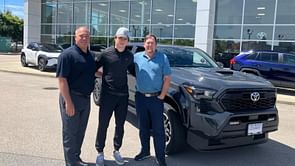 Macklin Celebrini takes delivery of a brand-new 2025 Toyota Tacoma from BC dealership