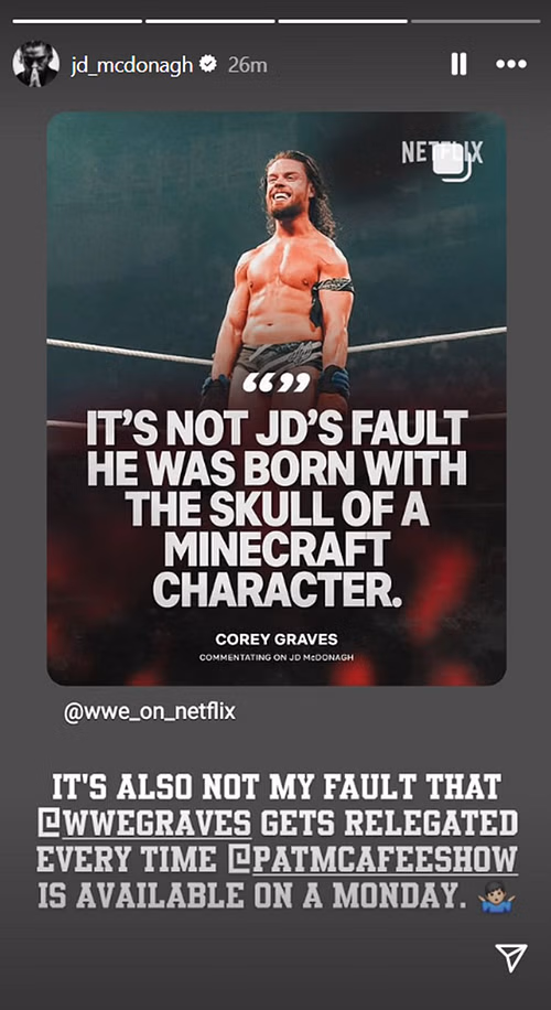 JD McDonagh has had enough of the abuse. [Photo credit: McDonagh's Instagram story]