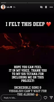 $30M worth La La Anthony shows love to singer Teyana Taylor ahead of new album release (Image via Instagram @lala)