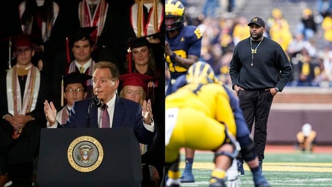 “Kid lost his damn mind”: CFB fans react as Alabama transfer RB Justice Haynes compares Sherrone Moore to 7x national champ Nick Saban