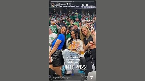 Steph Curry's sister Sydel Curry shares a throwback snap from the 2022 NBA Finals. (Credits: @sydelcurrylee/Instagram)