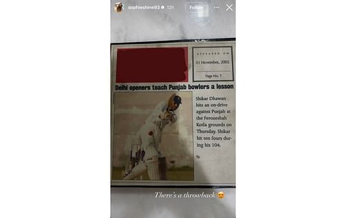 Screenshot of Sophie Shine's Instagram story.