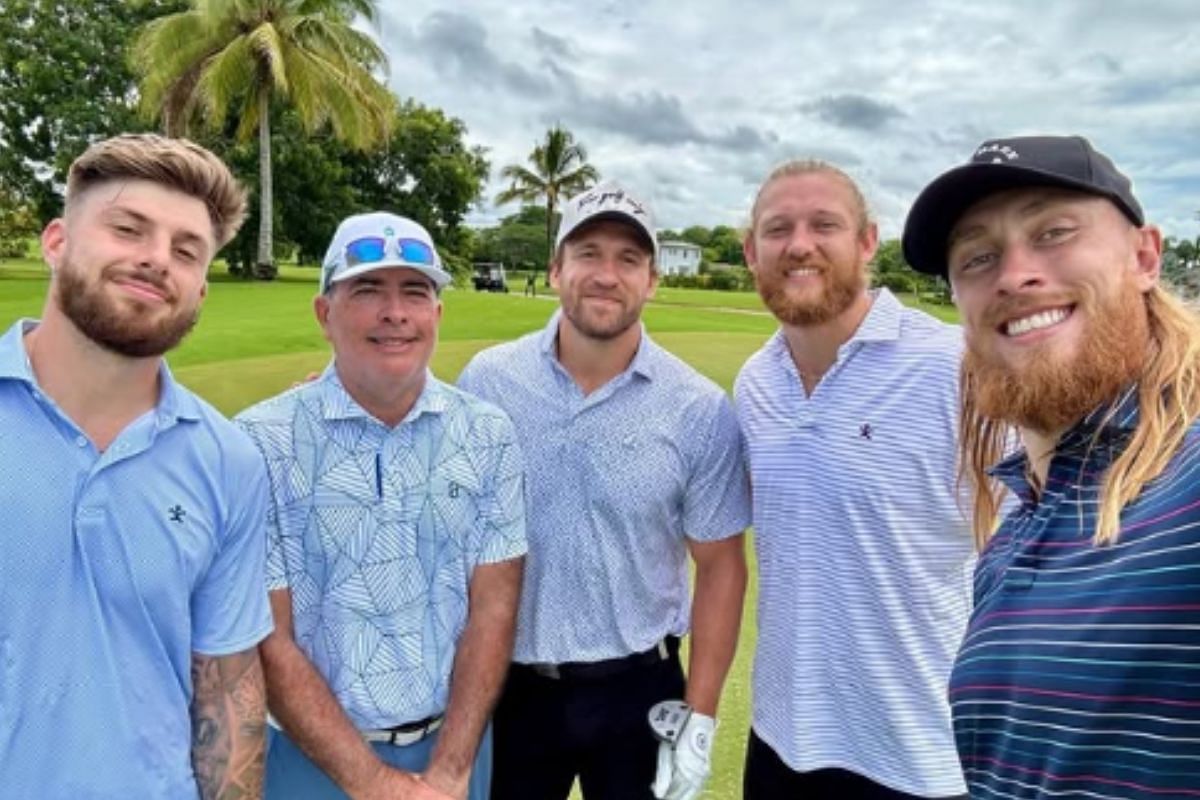 George Kittle drops 4-word message as 49ers TE enjoys golfing with Kyle Juszczyk and Ricky Pearsall in Panama (Image via gkittle Instagram)