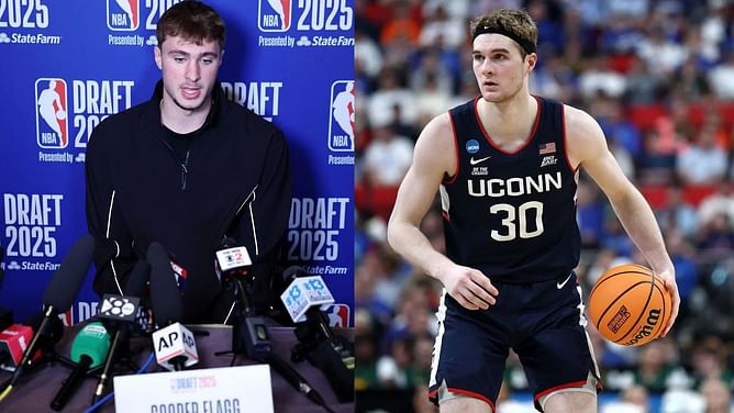 Liam McNeeley reacts as Cooper Flagg shares his red flags hours ahead of the 2025 NBA Draft