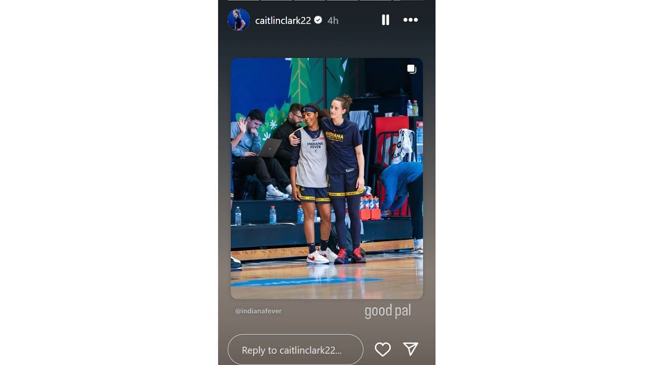 Clark responding to Colson&#039;s IG post on Sunday. [photo: @caitlinclark22/IG]