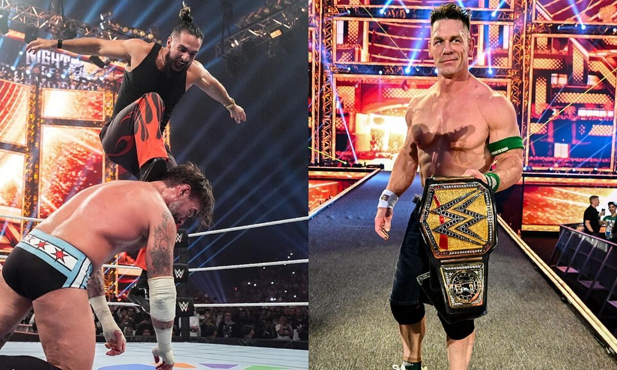 Seth Rollins (L) and John Cena (R). [Photo credit: WWE. com]