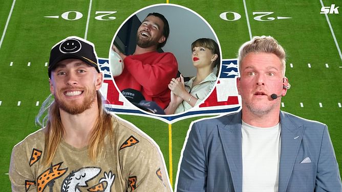 "He is definitely 10 feet tall": George Kittle and Pat McAfee get their jokes off over Travis Kelce's height difference with Taylor Swift