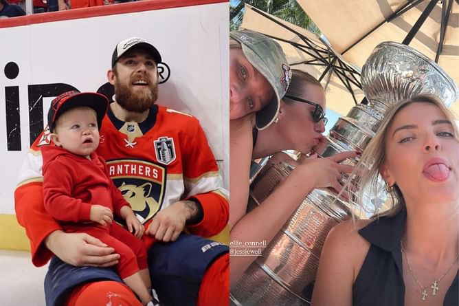 A.J. Greer's wife Tay reacts to beau's nasty 'f**k the Oilers' chants during Panthers Stanley Cup victory celebration