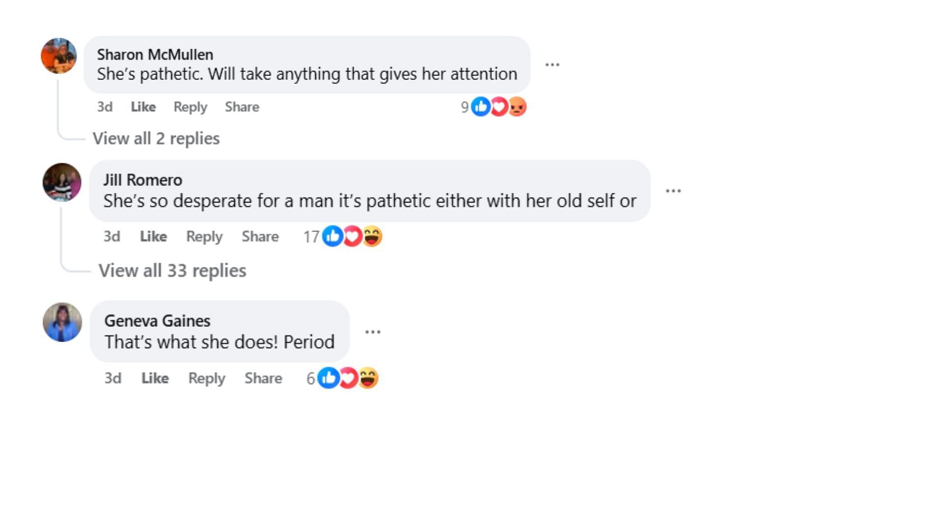 Comments by fans on the post (Image via Facebook/@Deborah Dunlop)