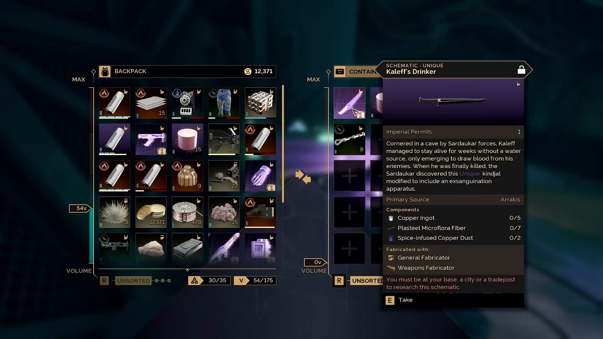Kaleff&#039;s Drinker allows you to turn blood to water in Dune Awakening (Image via Funcom || YouTube/SiNKiLLeR)