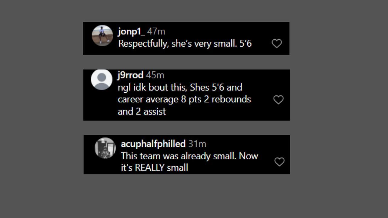 Fans comment on the Indiana Fever&#039;s new signing. (Credits: @indianafever/Instagram)