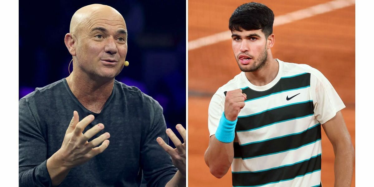 Andre Agassi (L) and Carlos Alcaraz (R) (Image Source: Getty)