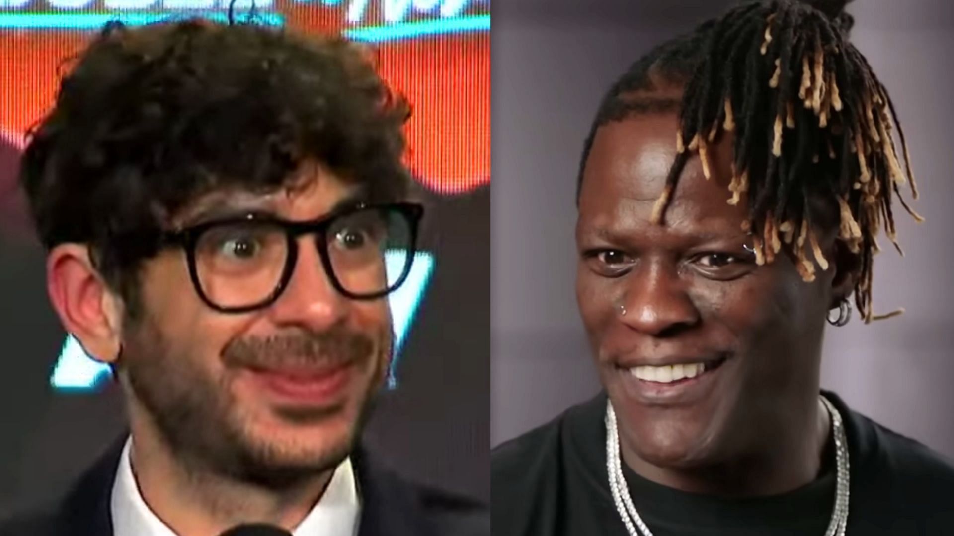 Tony Khan (left) and R-Truth (right) (Images via AEW and WWE YouTube) 