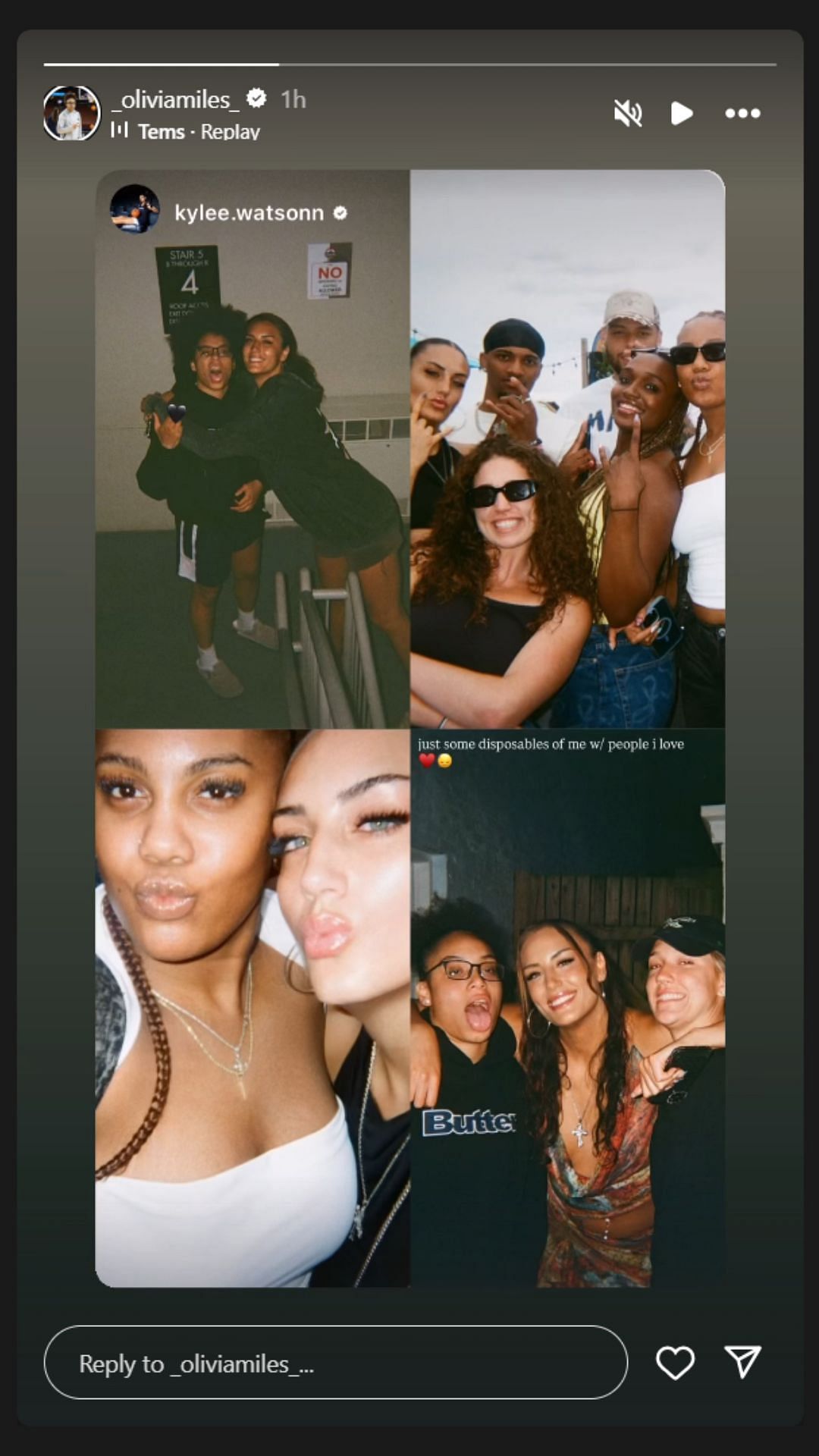Miles' Instagram story (@_oliviamiles_/IG)
