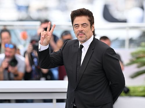 Benicio Del Toro poses during a photocall for the film 'The Phoenician Scheme' at the Cannes Film Festival on May 19, 2025. (Image via Getty)
