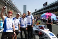 (L-R) Drivers Liam Lawson, Isack Hadjar, Racing Bulls Team Principal Laurent Mekies and CEO Peter Bayer during F1 Academy Round 2. Source: Getty