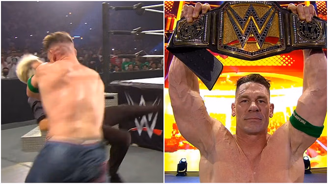 John Cena wipes out veteran WWE official; potential injury occurs