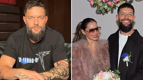 Finn Balor reacts after his wife debuts in WWE