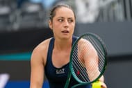 Elisabetta Cocciaretto in action at the Libema Open Grass Court Championships - Source: Getty