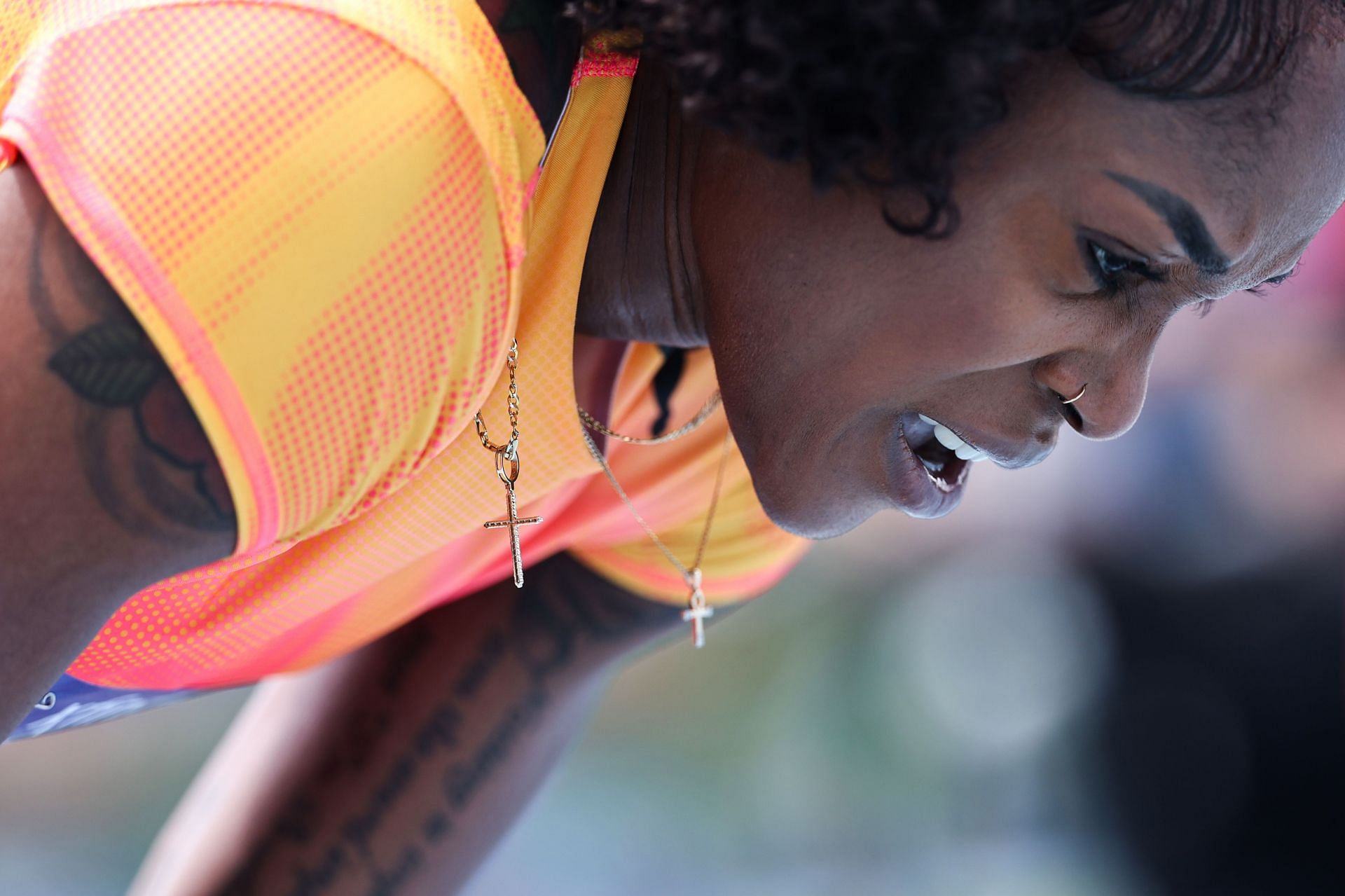 Thompson-Herah at 2024 USATF NYC Grand Prix. (Photo by Dustin Satloff/Getty Images)