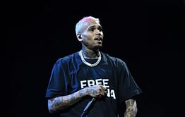 Chris Brown brings out 50 Cent for a surprise guest performance at during his "Breezy Bowl XX" tour stop in Manchester