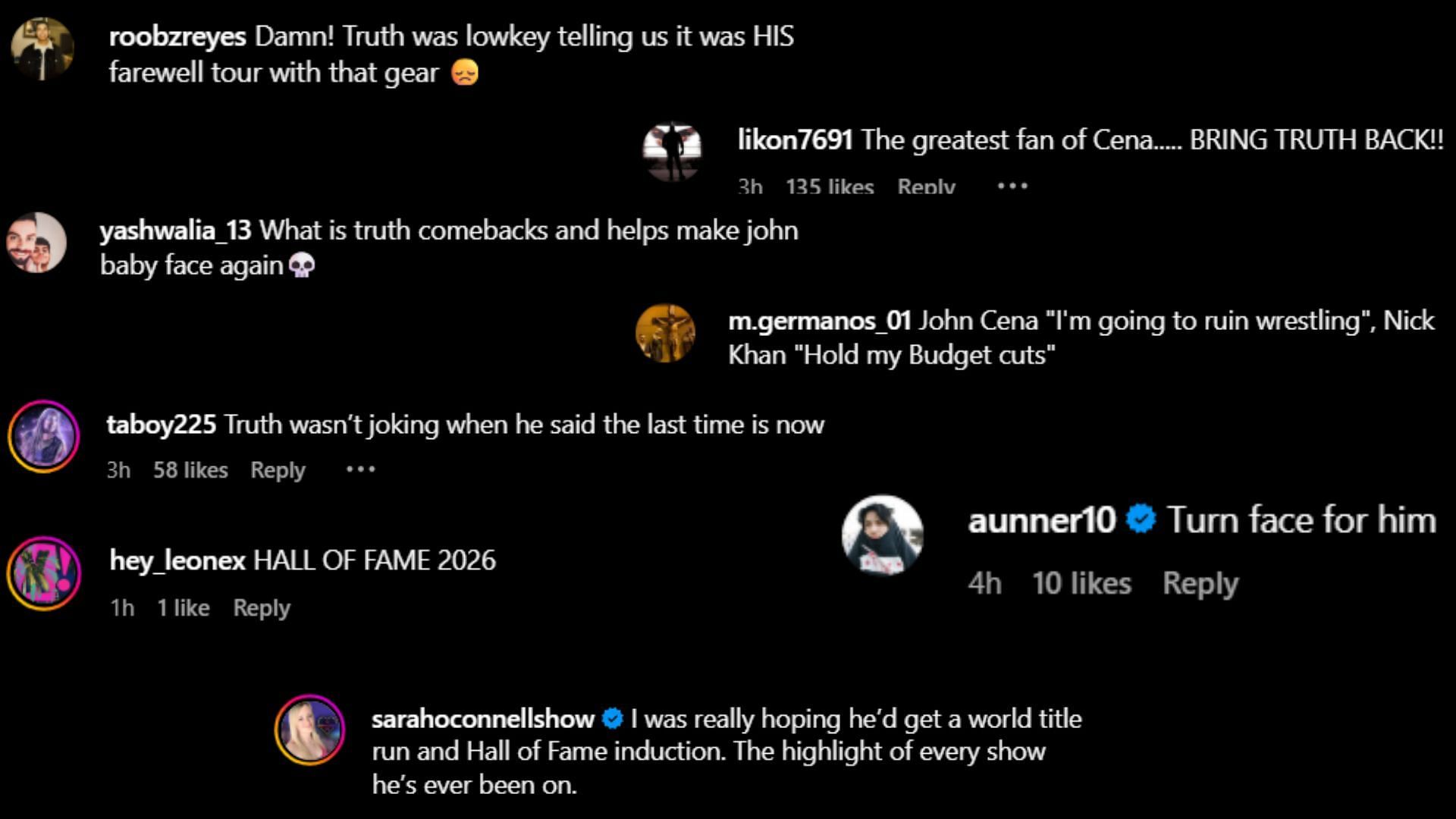 Screenshots of some more fan reactions [Image credit: John Cena&#039;s Instagram]