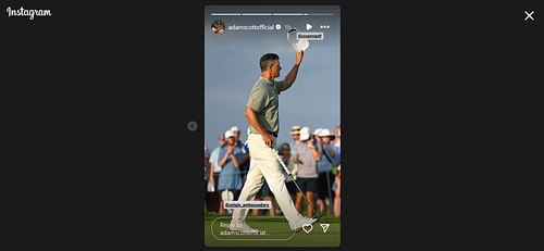 Adam Scott walking off the course after Round 3 (Image Credit: Via IG @adamscottofficial