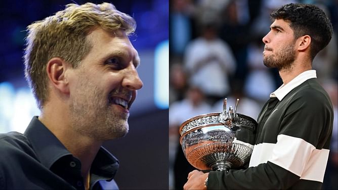 Ernie Johnson steals the show in beret as Dirk Nowitzki & Tony Parker watch Carlos Alcaraz win French Open Final