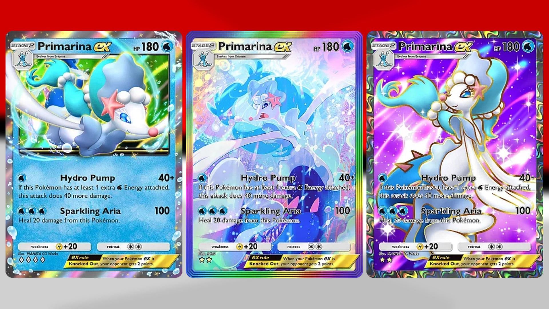 All Primarina ex variants in PTCGP (Image via TPC)