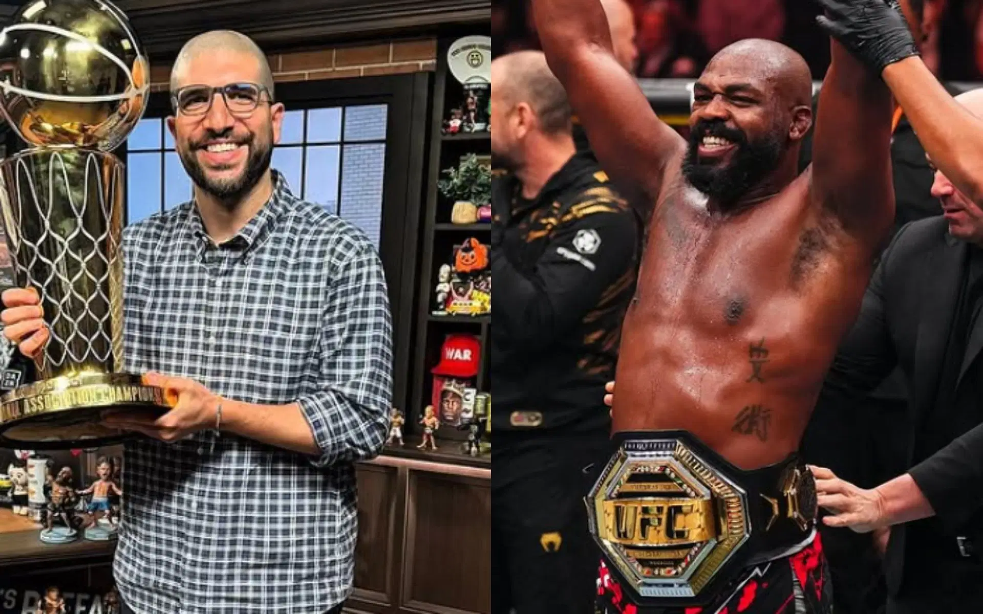 Ariel Helwani (left) and Jon Jones (right). [Images courtesy: @arielhelwani and @jonnybones on Instagram]