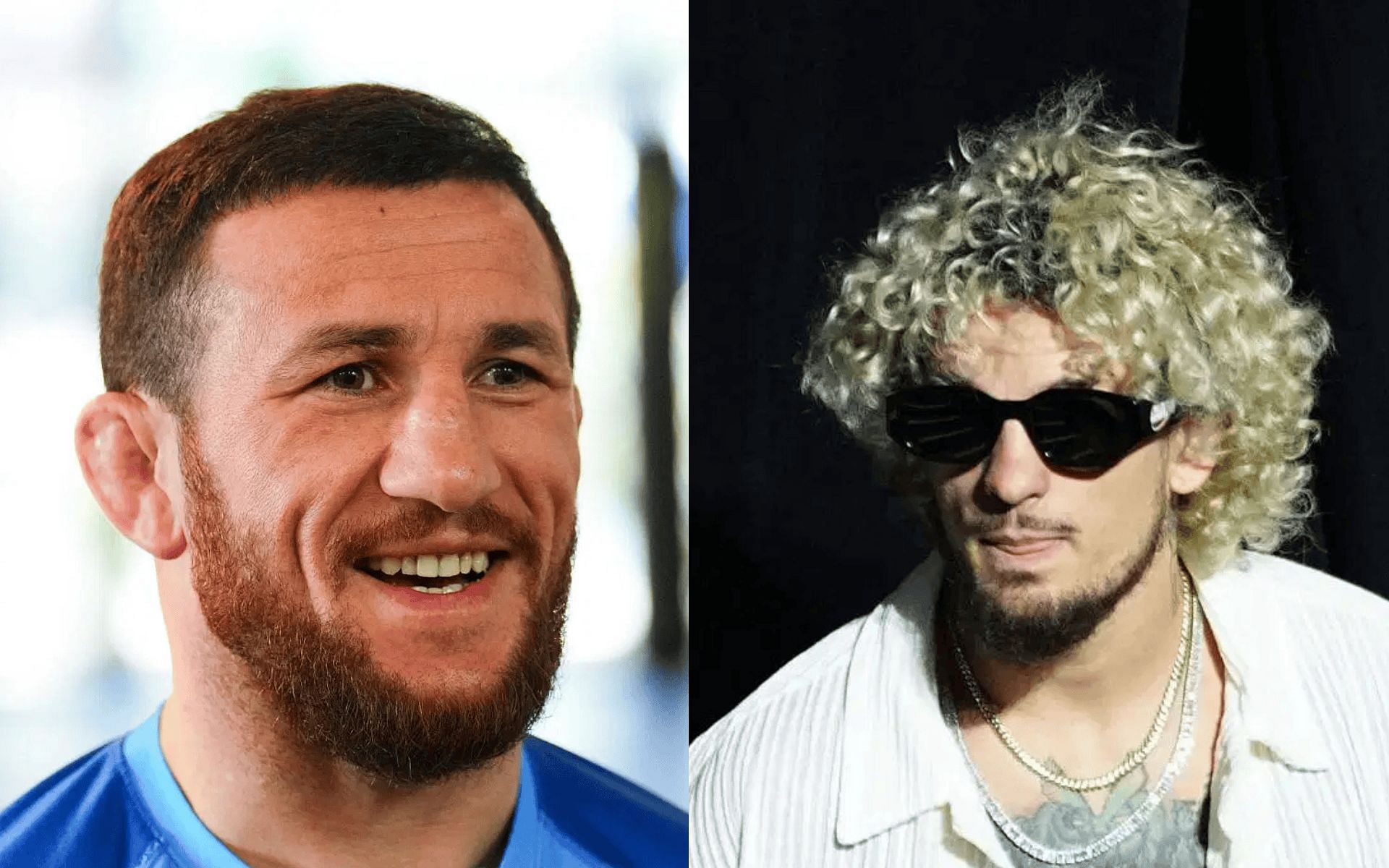 Merab Dvalishvili (left) weighs in on potentially kissing Sean O