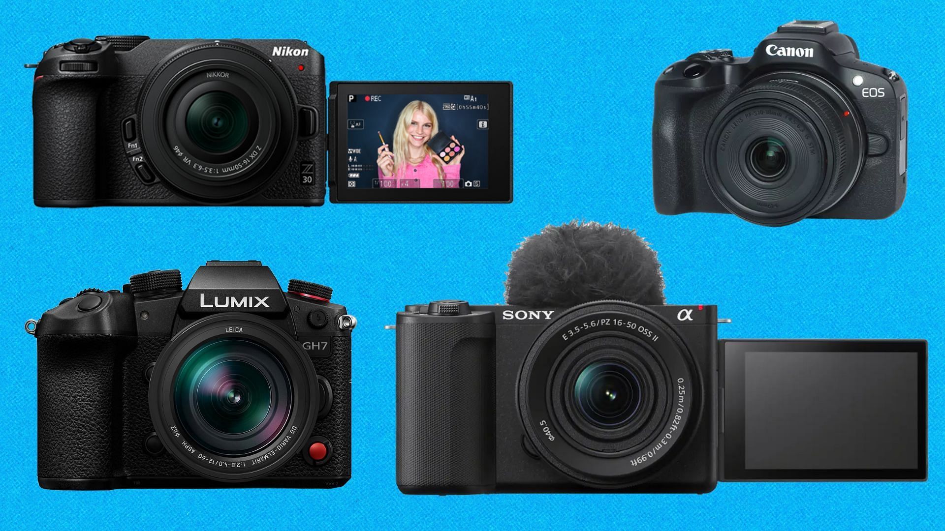The best 4K cameras for streaming (Image via Sony, Panasonic, Canon, Nikon)