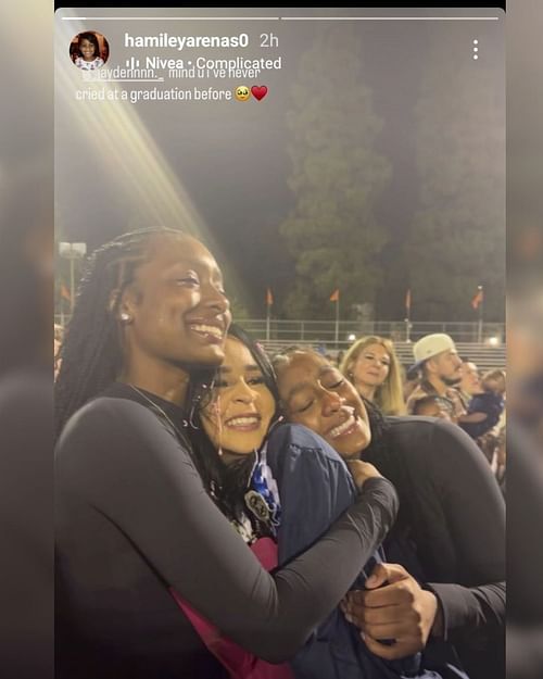 "Never cried at a graduation before": Gilbert Arenas' daughter Hamiley Arenas shares heartfelt message for Alijah Arenas' GF Jayden. (Image via Instagram @hamileyarenas0)