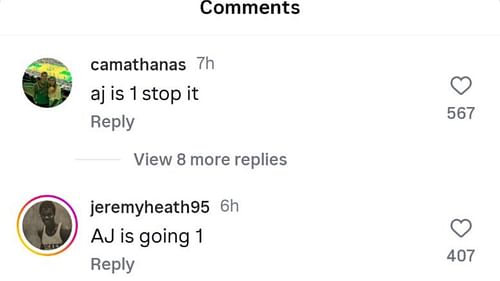 College hoops fans reacted to AJ Dybantsa not getting the No. 1 pick in Jonathan Wasserman's 2026 NBA mock draft. Source: Instagram/@br_hoops