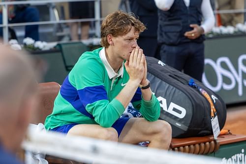 Jannik Sinner after his loss to Carlos Alcaraz in the men's singles final of the 2025 French Open (Source: Getty)
