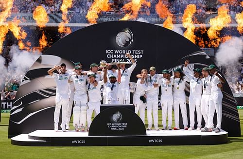 South African players celebrate after being crowned WTC 2025 champions. (Image Credits: Getty Images)
