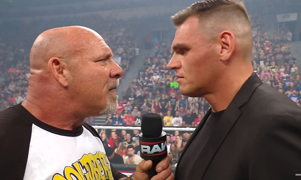 WWE legend, Goldberg confront Gunther on Monday Night RAW. [Photo credit: WWE YouTube]